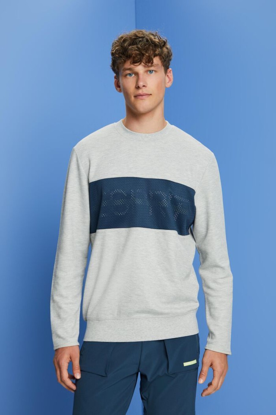 Men Esprit | Fleece Sweatshirt Met Mesh Logo