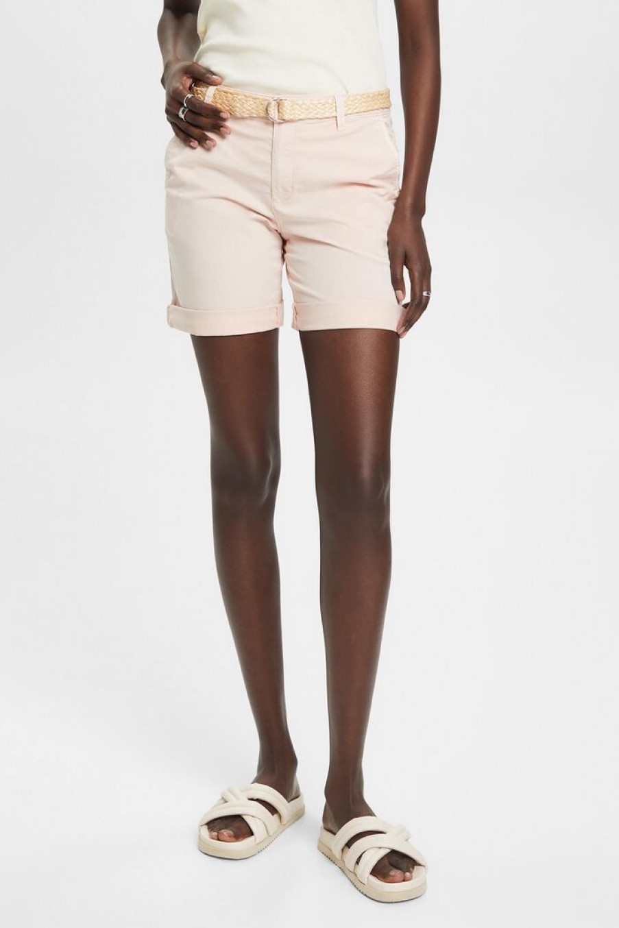 Women Esprit Shorts & Capri´S | Short Met Gevlochten Raffia Riem