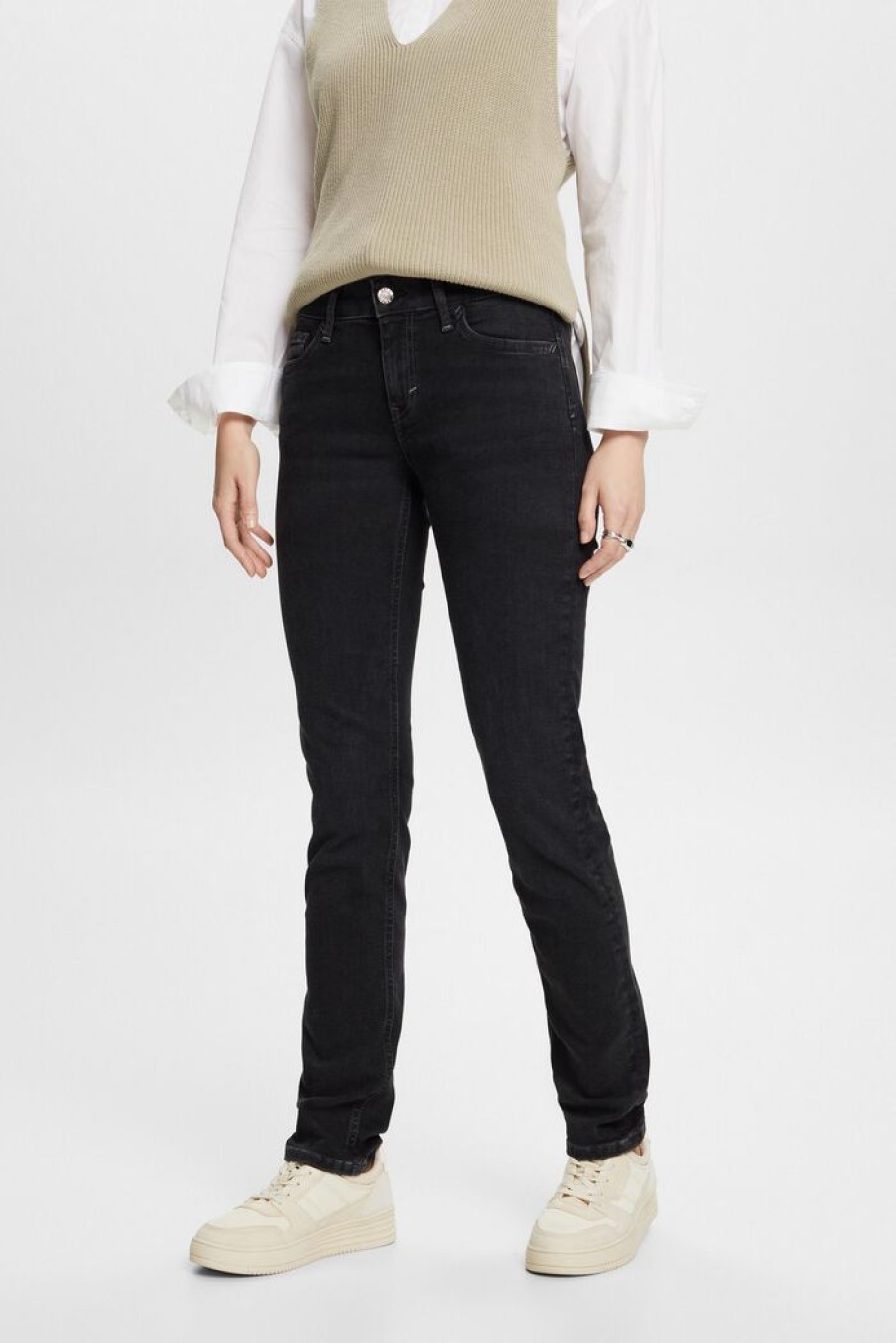 Women Esprit Jeans | Gerecycled: Slim Fit-Jeans Met Stretch