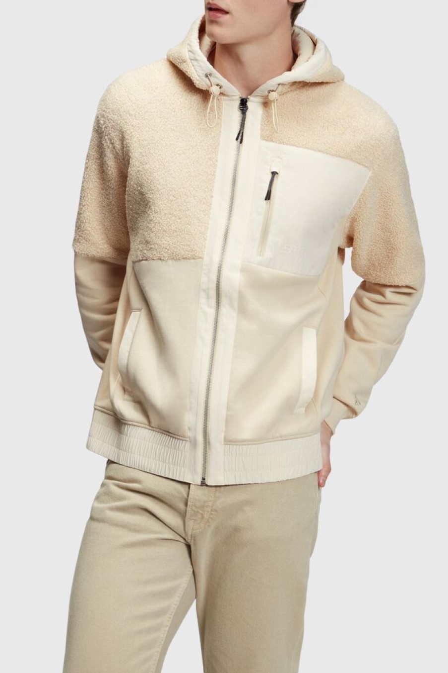 Men Esprit Jassen | Hoodie Met Rits, Van Een Materiaalmix