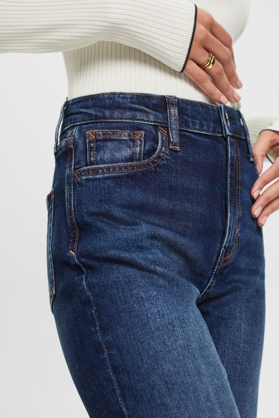 Women Esprit Jeans | Straight Jeans Met Retrolook En Hoge Taille