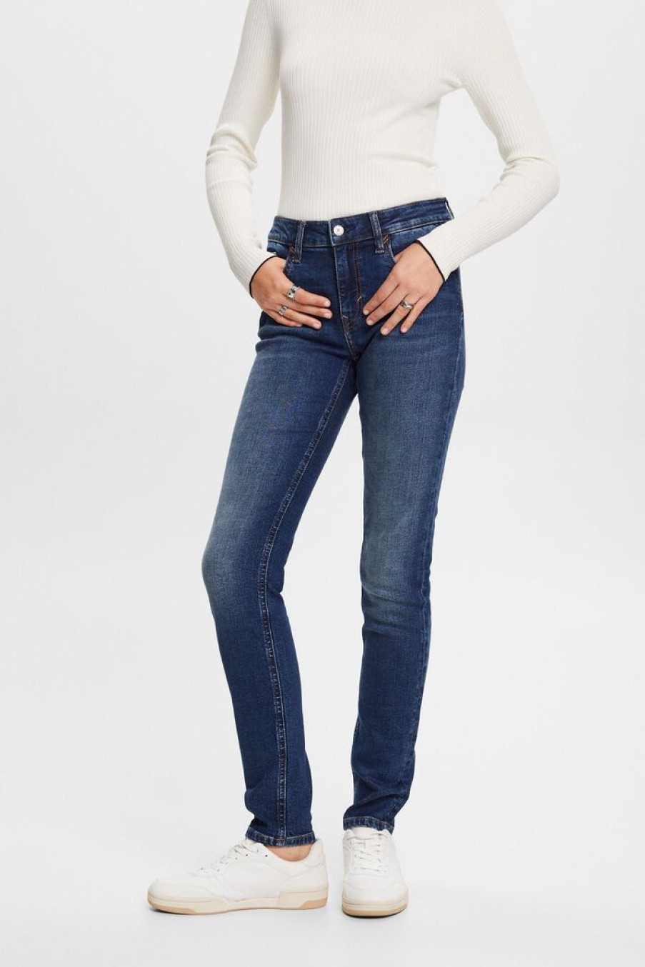 Women Esprit Jeans | Slim Fit Jeans Met Middelhoge Taille