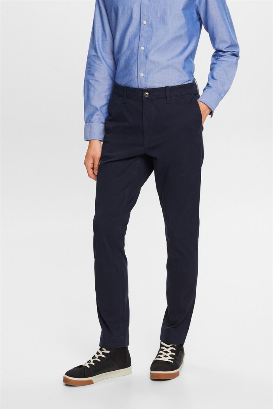 Men Esprit Broeken | Small Fit Chino Broek Van Katoenen Twill