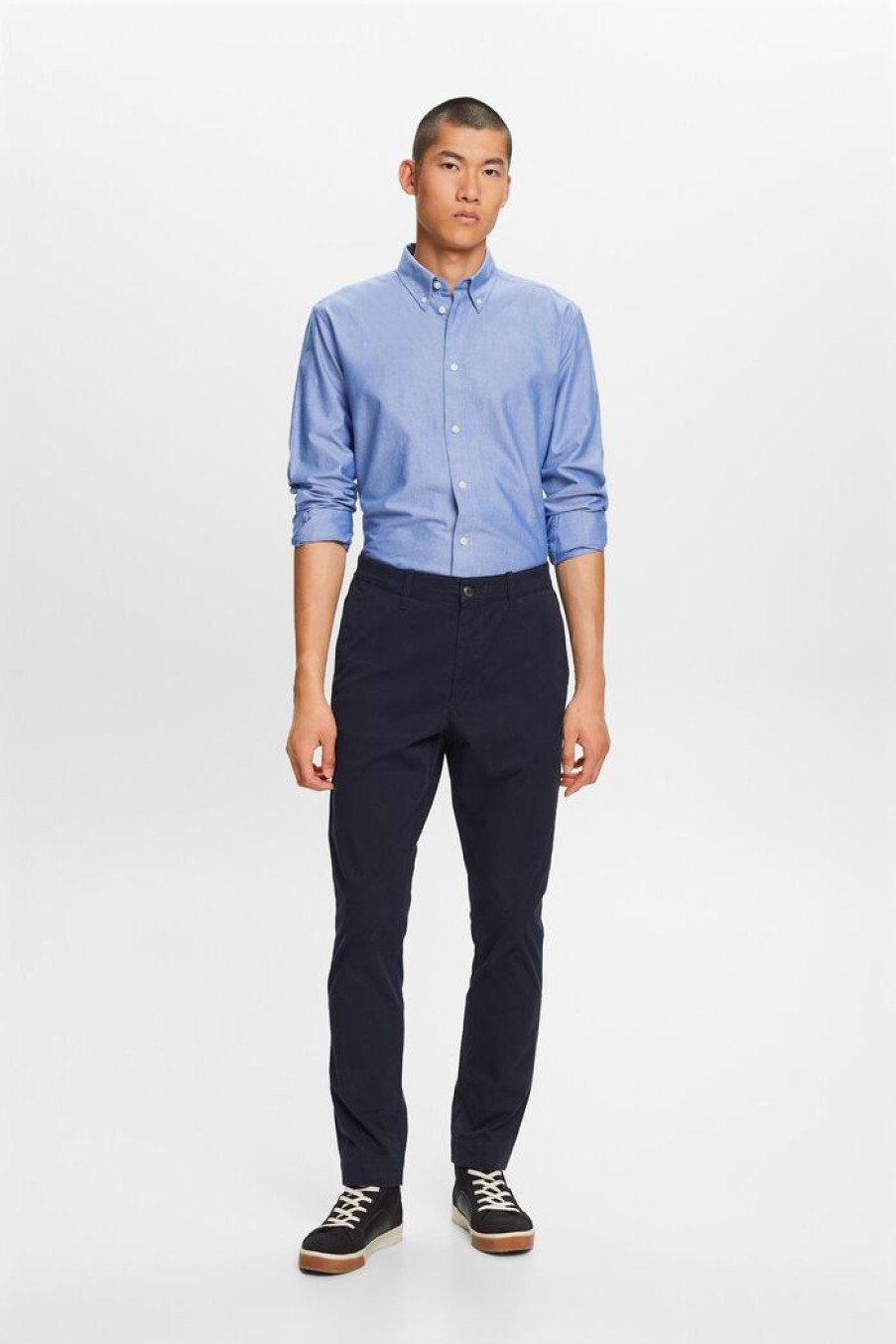 Men Esprit Broeken | Small Fit Chino Broek Van Katoenen Twill