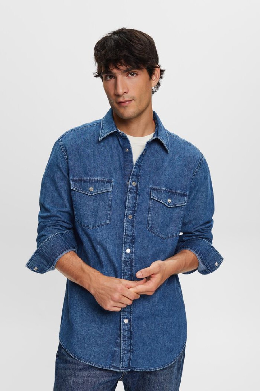 Men Esprit Overhemden | Denim Overhemd