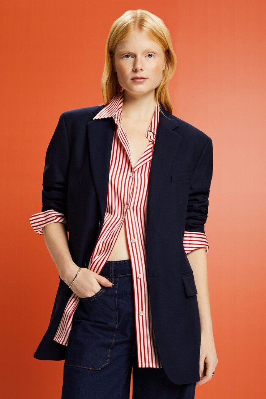 Women Esprit Blazers & Kostuums | Oversized Flanellen Blazer