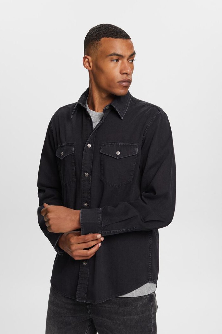 Men Esprit Overhemden | Denim Shirt, 100% Katoen