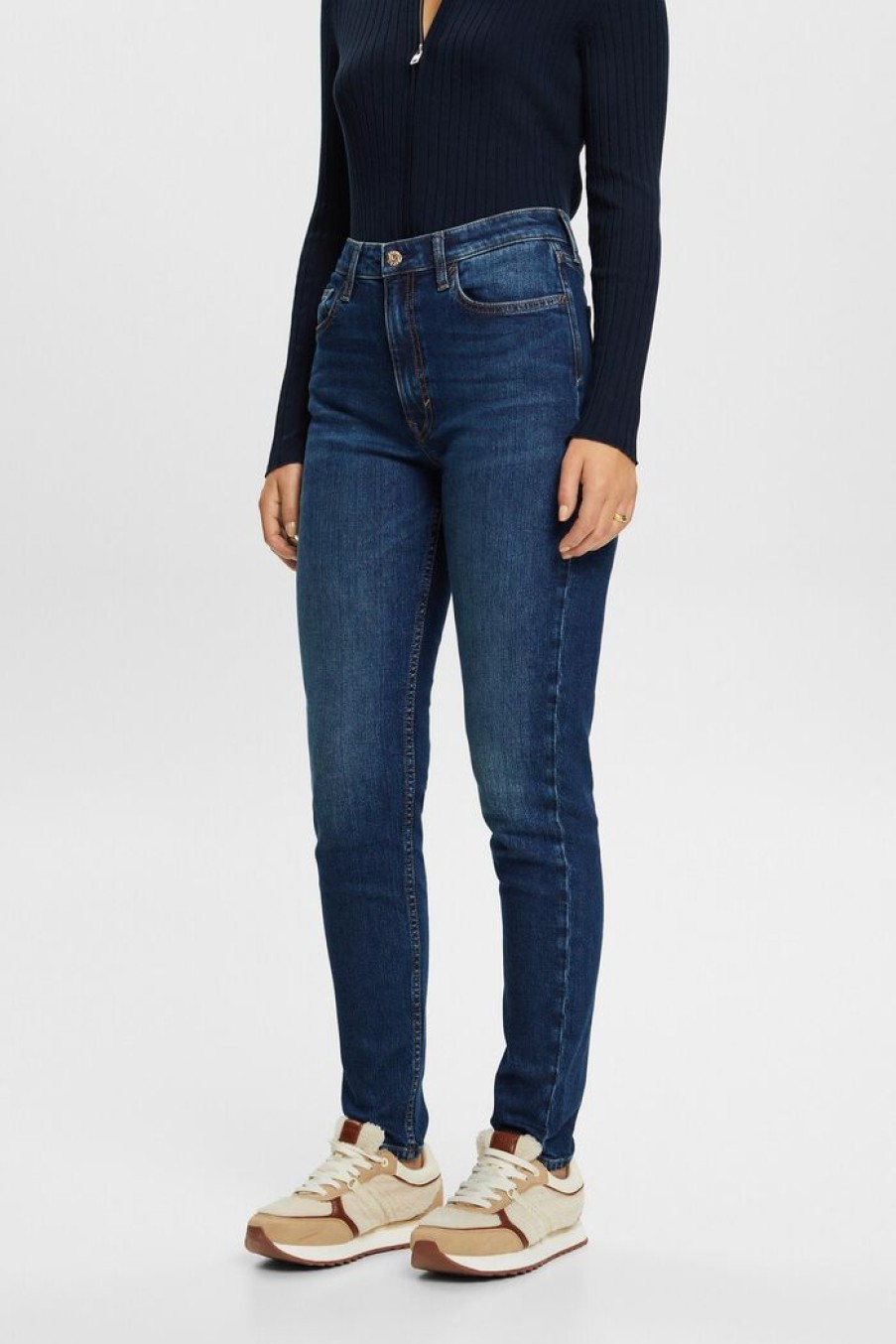 Women Esprit Jeans | Klassieke High Rise Jeans Met Retrolook