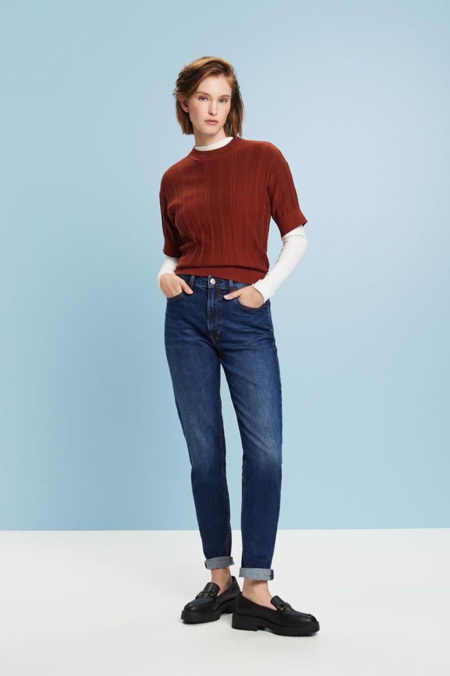 Women Esprit Jeans | Klassieke High Rise Jeans Met Retrolook