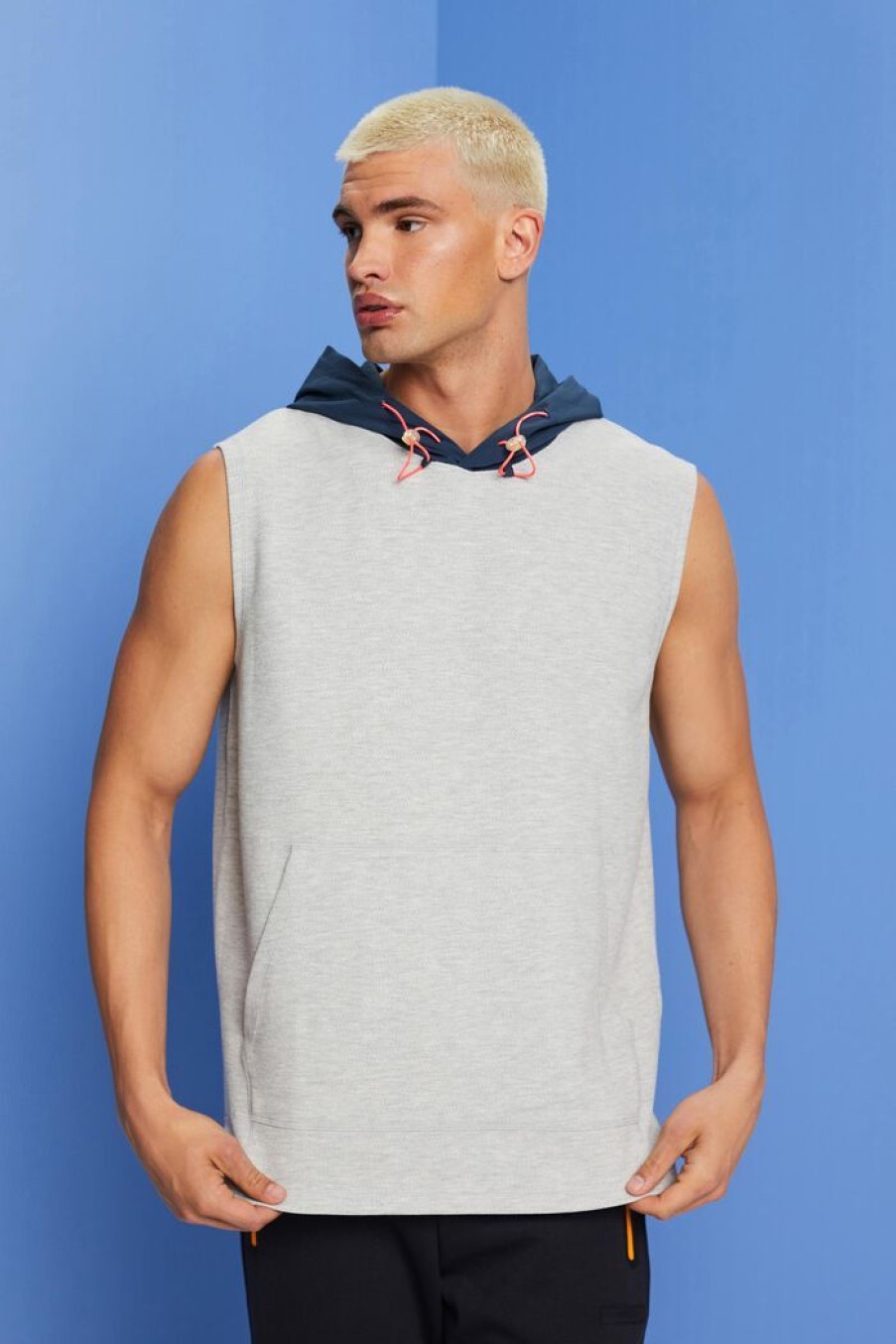 Men Esprit | Mouwloos Sweatshirt Met Capuchon En Trekkoorddetails